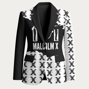 Malcolm X 101 Years Of Resistance Blazer Civil Rights Leader Portrait - Monochrome X Pattern