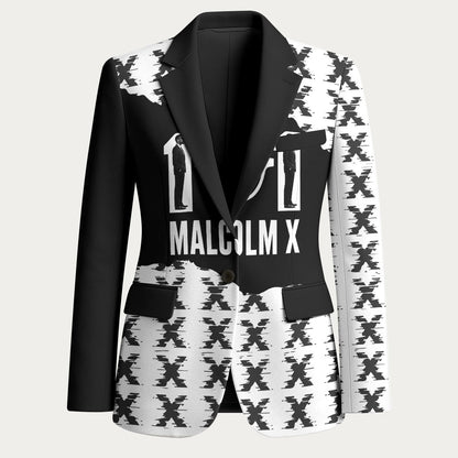 Malcolm X 101 Years Of Resistance Blazer Civil Rights Leader Portrait - Monochrome X Pattern