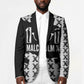 Malcolm X 101 Years Of Resistance Blazer Civil Rights Leader Portrait - Monochrome X Pattern