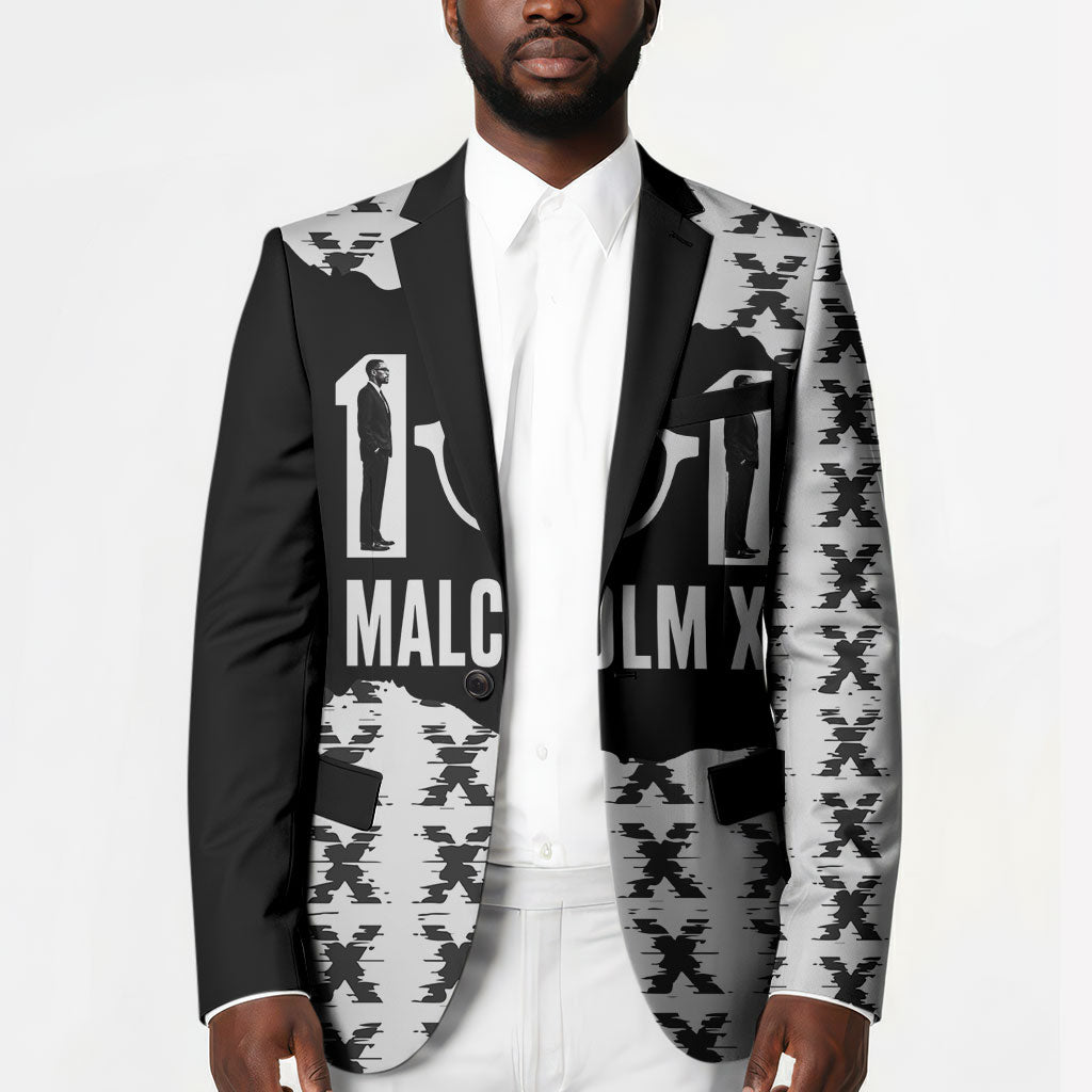 Malcolm X 101 Years Of Resistance Blazer Civil Rights Leader Portrait - Monochrome X Pattern
