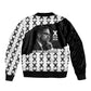 Malcolm X 101 Years Of Resistance Bomber Jacket Civil Rights Leader Portrait - Monochrome X Pattern