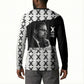 Malcolm X 101 Years Of Resistance Button Sweatshirt Civil Rights Leader Portrait - Monochrome X Pattern