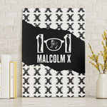 Malcolm X 101 Years Of Resistance Canvas Wall Art Civil Rights Leader Portrait - Monochrome X Pattern