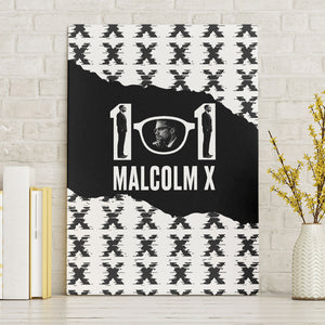 Malcolm X 101 Years Of Resistance Canvas Wall Art Civil Rights Leader Portrait - Monochrome X Pattern