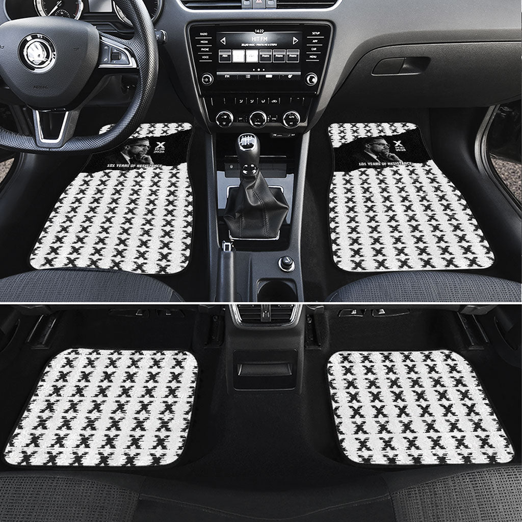 Malcolm X 101 Years Of Resistance Car Mats Civil Rights Leader Portrait - Monochrome X Pattern