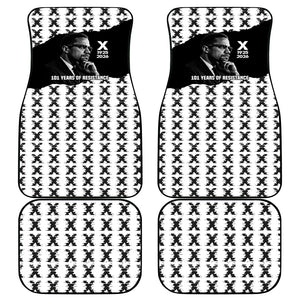 Malcolm X 101 Years Of Resistance Car Mats Civil Rights Leader Portrait - Monochrome X Pattern