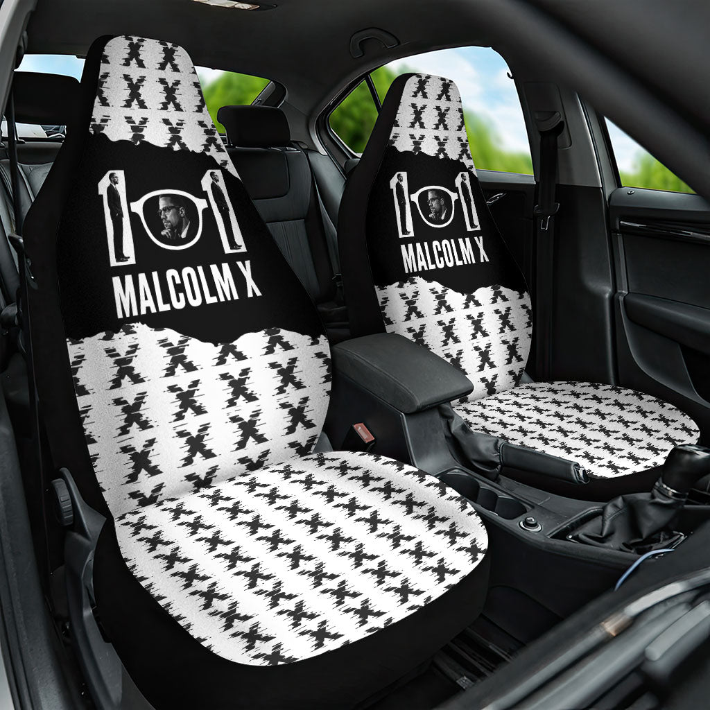 Malcolm X 101 Years Of Resistance Car Seat Cover Civil Rights Leader Portrait - Monochrome X Pattern