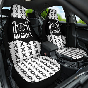 Malcolm X 101 Years Of Resistance Car Seat Cover Civil Rights Leader Portrait - Monochrome X Pattern