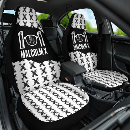 Malcolm X 101 Years Of Resistance Car Seat Cover Civil Rights Leader Portrait - Monochrome X Pattern