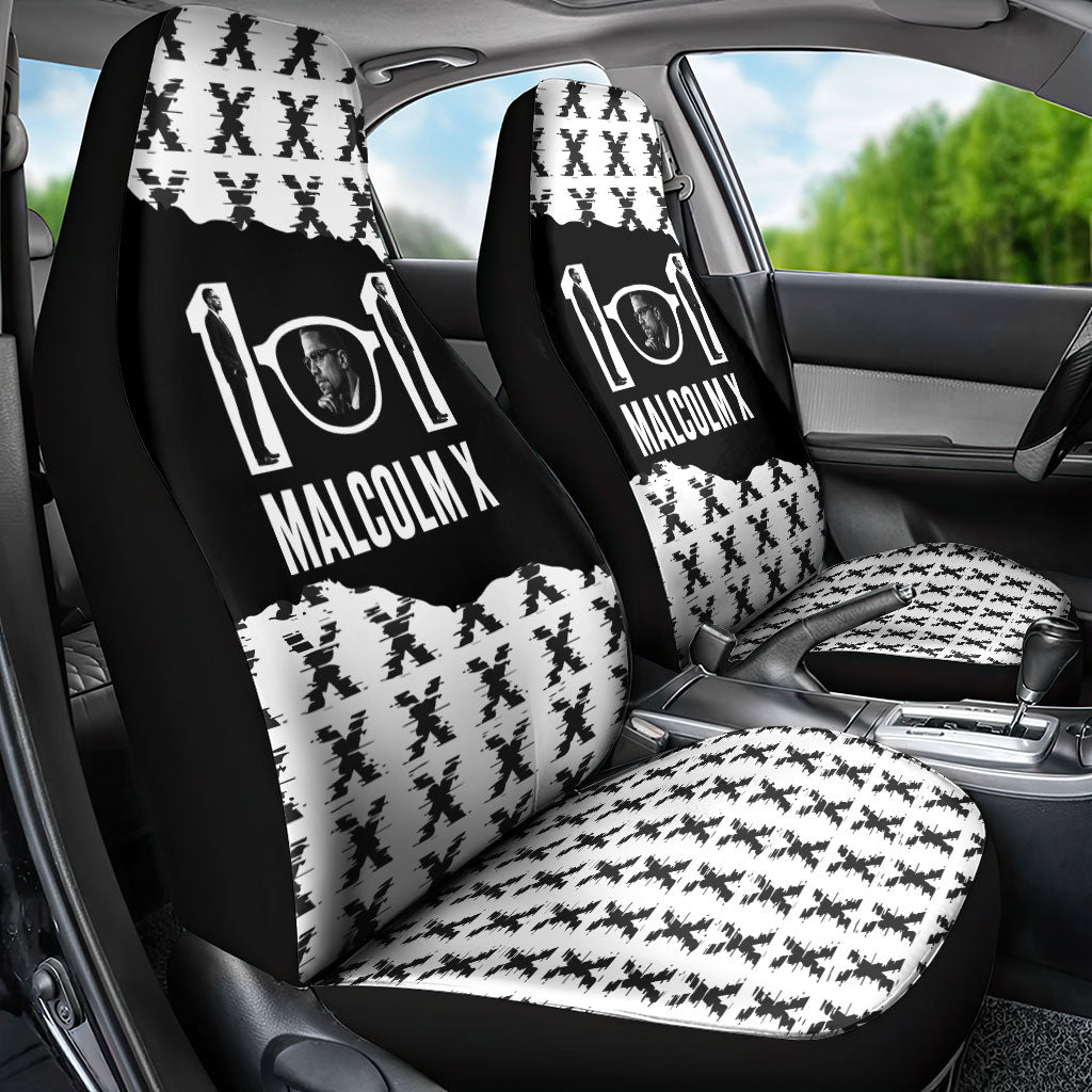 Malcolm X 101 Years Of Resistance Car Seat Cover Civil Rights Leader Portrait - Monochrome X Pattern