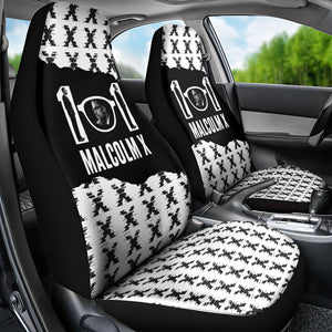 Malcolm X 101 Years Of Resistance Car Seat Cover Civil Rights Leader Portrait - Monochrome X Pattern