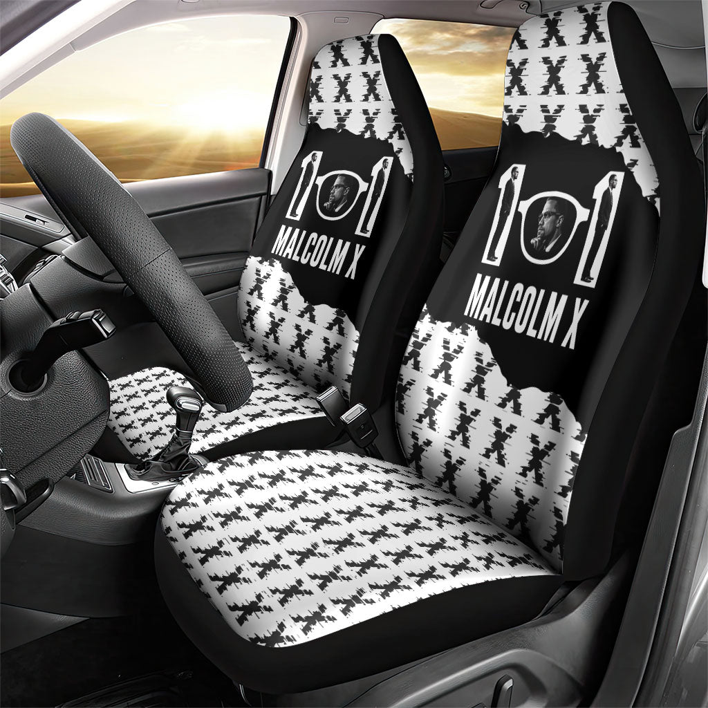 Malcolm X 101 Years Of Resistance Car Seat Cover Civil Rights Leader Portrait - Monochrome X Pattern