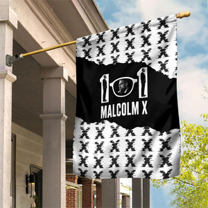 Malcolm X 101 Years Of Resistance Garden Flag Civil Rights Leader Portrait - Monochrome X Pattern