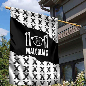 Malcolm X 101 Years Of Resistance Garden Flag Civil Rights Leader Portrait - Monochrome X Pattern