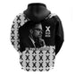 Malcolm X 101 Years Of Resistance Hoodie Civil Rights Leader Portrait - Monochrome X Pattern