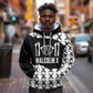 Malcolm X 101 Years Of Resistance Hoodie Civil Rights Leader Portrait - Monochrome X Pattern