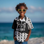 Malcolm X 101 Years Of Resistance Kid Hawaiian Shirt Civil Rights Leader Portrait - Monochrome X Pattern