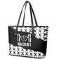 Malcolm X 101 Years Of Resistance Leather Tote Bag Civil Rights Leader Portrait - Monochrome X Pattern