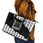 Malcolm X 101 Years Of Resistance Leather Tote Bag Civil Rights Leader Portrait - Monochrome X Pattern