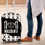 Malcolm X 101 Years Of Resistance Luggage Cover Civil Rights Leader Portrait - Monochrome X Pattern