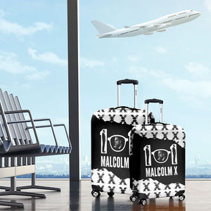 Malcolm X 101 Years Of Resistance Luggage Cover Civil Rights Leader Portrait - Monochrome X Pattern