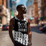 Malcolm X 101 Years Of Resistance Men Tank Top Civil Rights Leader Portrait - Monochrome X Pattern