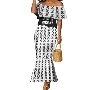 Malcolm X 101 Years Of Resistance Mermaid Dress Civil Rights Leader Portrait - Monochrome X Pattern