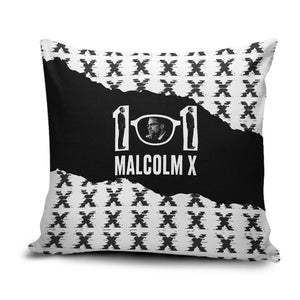 Malcolm X 101 Years Of Resistance Pillow Cover Civil Rights Leader Portrait - Monochrome X Pattern