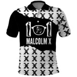 Malcolm X 101 Years Of Resistance Polo Shirt Civil Rights Leader Portrait - Monochrome X Pattern