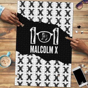 Malcolm X 101 Years Of Resistance Puzzle Civil Rights Leader Portrait - Monochrome X Pattern