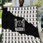 Malcolm X 101 Years Of Resistance Quilt Civil Rights Leader Portrait - Monochrome X Pattern