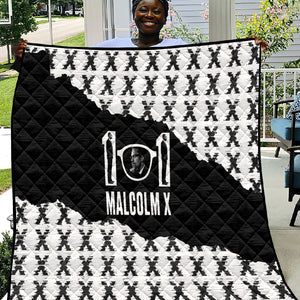 Malcolm X 101 Years Of Resistance Quilt Civil Rights Leader Portrait - Monochrome X Pattern