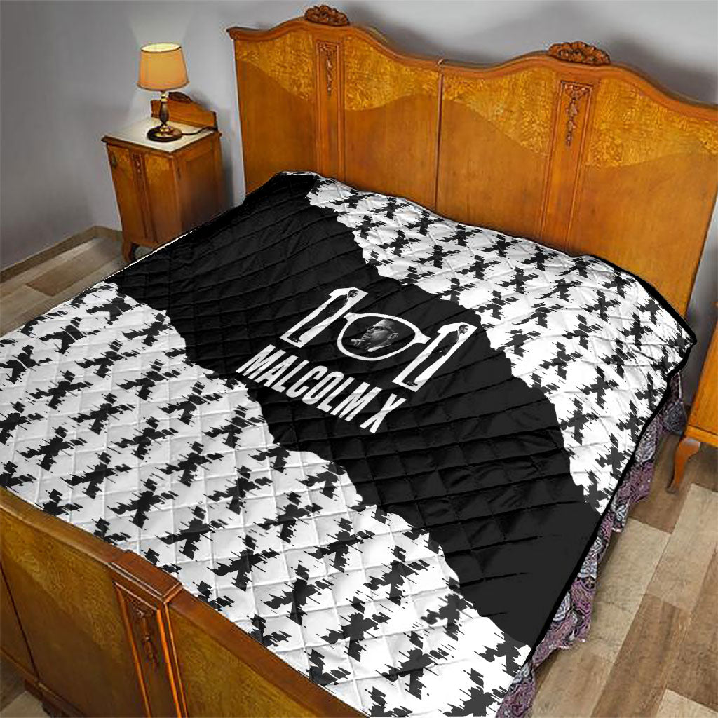 Malcolm X 101 Years Of Resistance Quilt Civil Rights Leader Portrait - Monochrome X Pattern