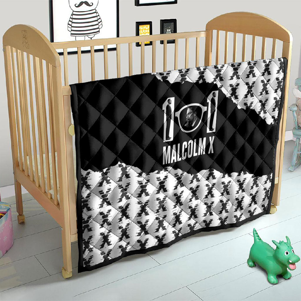 Malcolm X 101 Years Of Resistance Quilt Civil Rights Leader Portrait - Monochrome X Pattern