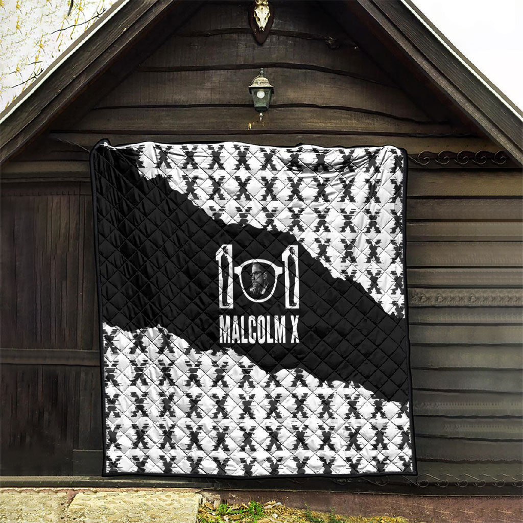 Malcolm X 101 Years Of Resistance Quilt Civil Rights Leader Portrait - Monochrome X Pattern
