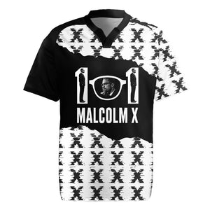 Malcolm X 101 Years Of Resistance Rugby Jersey Civil Rights Leader Portrait - Monochrome X Pattern