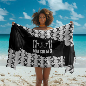 Malcolm X 101 Years Of Resistance Sarong Civil Rights Leader Portrait - Monochrome X Pattern
