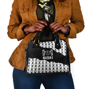 Malcolm X 101 Years Of Resistance Shoulder Handbag Civil Rights Leader Portrait - Monochrome X Pattern