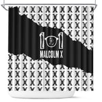 Malcolm X 101 Years Of Resistance Shower Curtain Civil Rights Leader Portrait - Monochrome X Pattern