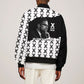 Malcolm X 101 Years Of Resistance Sleeve Zip Bomber Jacket Civil Rights Leader Portrait - Monochrome X Pattern