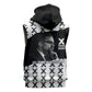 Malcolm X 101 Years Of Resistance Sleeveless Zip Hoodie Civil Rights Leader Portrait - Monochrome X Pattern