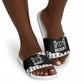 Malcolm X 101 Years Of Resistance Slide Sandals Civil Rights Leader Portrait - Monochrome X Pattern