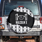 Malcolm X 101 Years Of Resistance Spare Tire Cover Civil Rights Leader Portrait - Monochrome X Pattern