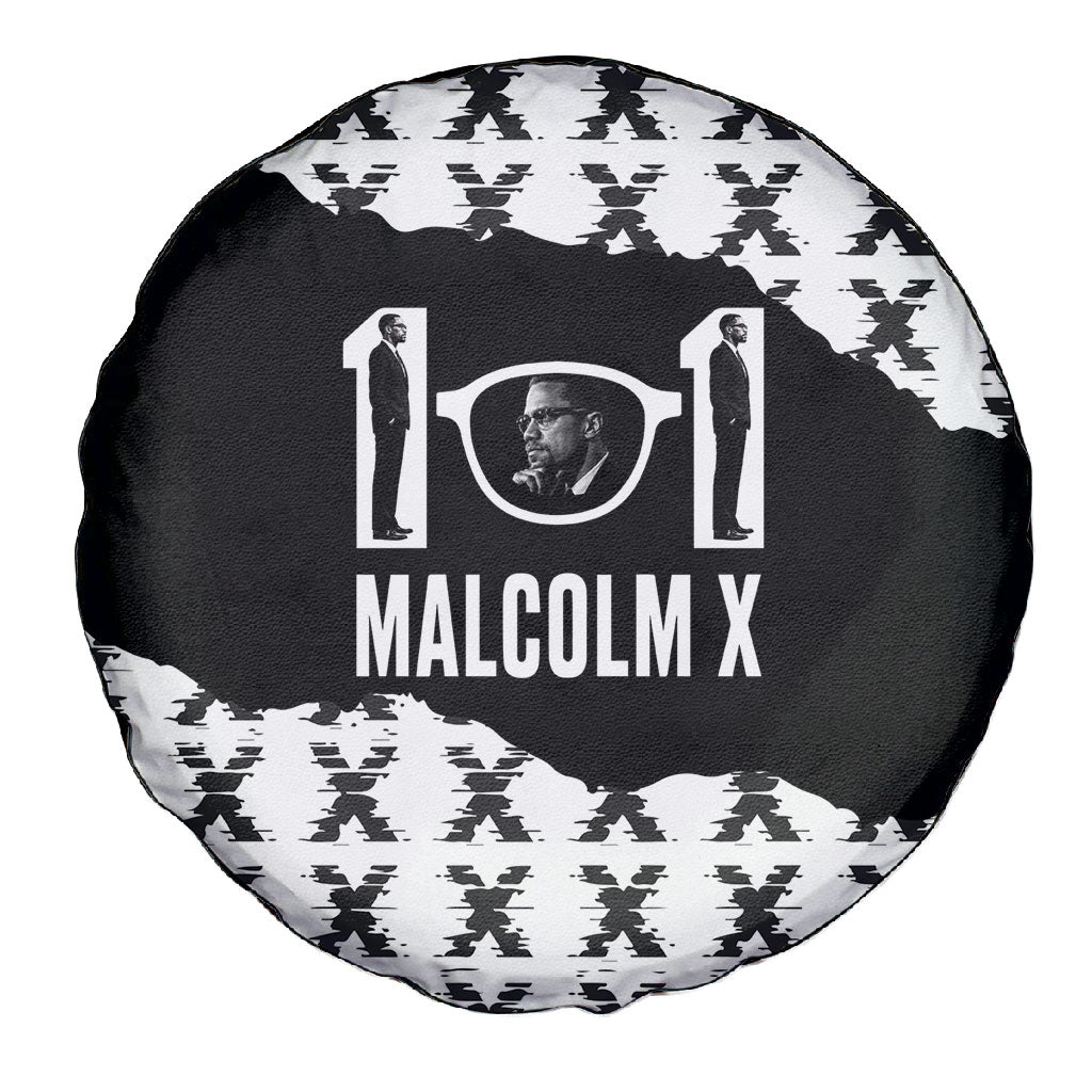 Malcolm X 101 Years Of Resistance Spare Tire Cover Civil Rights Leader Portrait - Monochrome X Pattern