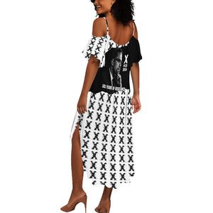 Malcolm X 101 Years Of Resistance Summer Maxi Dress Civil Rights Leader Portrait - Monochrome X Pattern