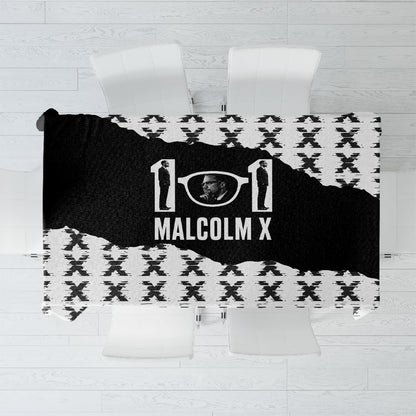 Malcolm X 101 Years Of Resistance Tablecloth Civil Rights Leader Portrait - Monochrome X Pattern