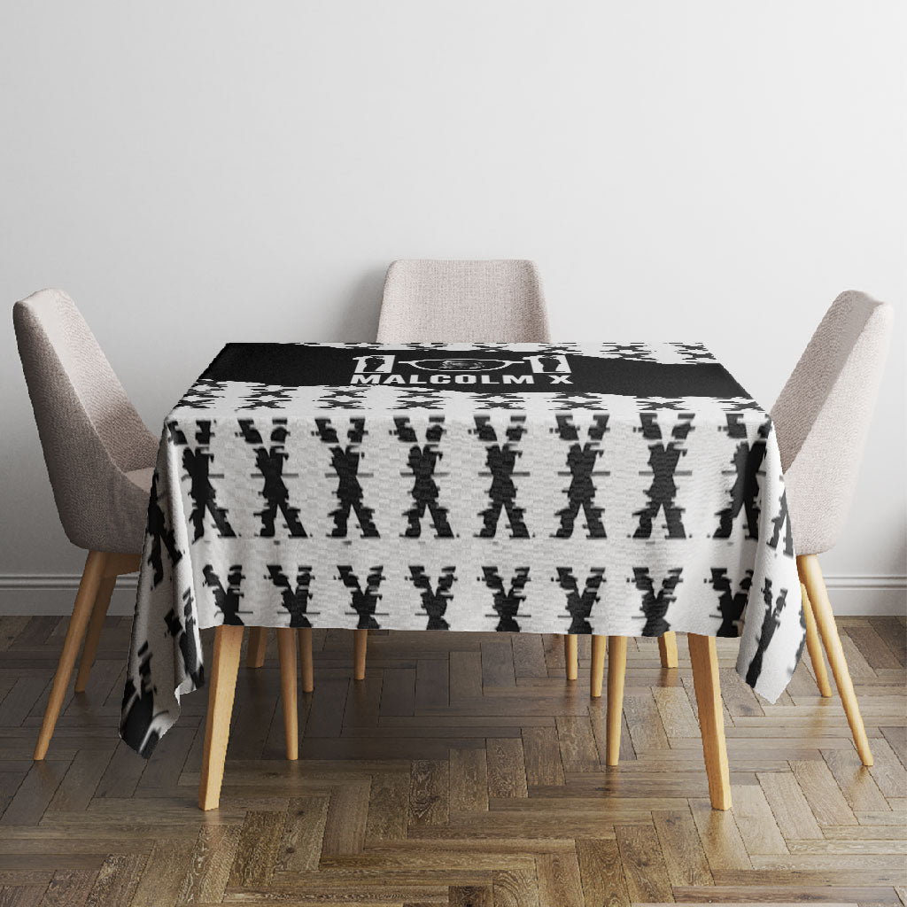 Malcolm X 101 Years Of Resistance Tablecloth Civil Rights Leader Portrait - Monochrome X Pattern