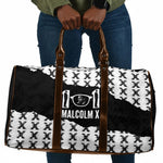 Malcolm X 101 Years Of Resistance Travel Bag Civil Rights Leader Portrait - Monochrome X Pattern