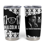 Malcolm X 101 Years Of Resistance Tumbler Cup Civil Rights Leader Portrait - Monochrome X Pattern