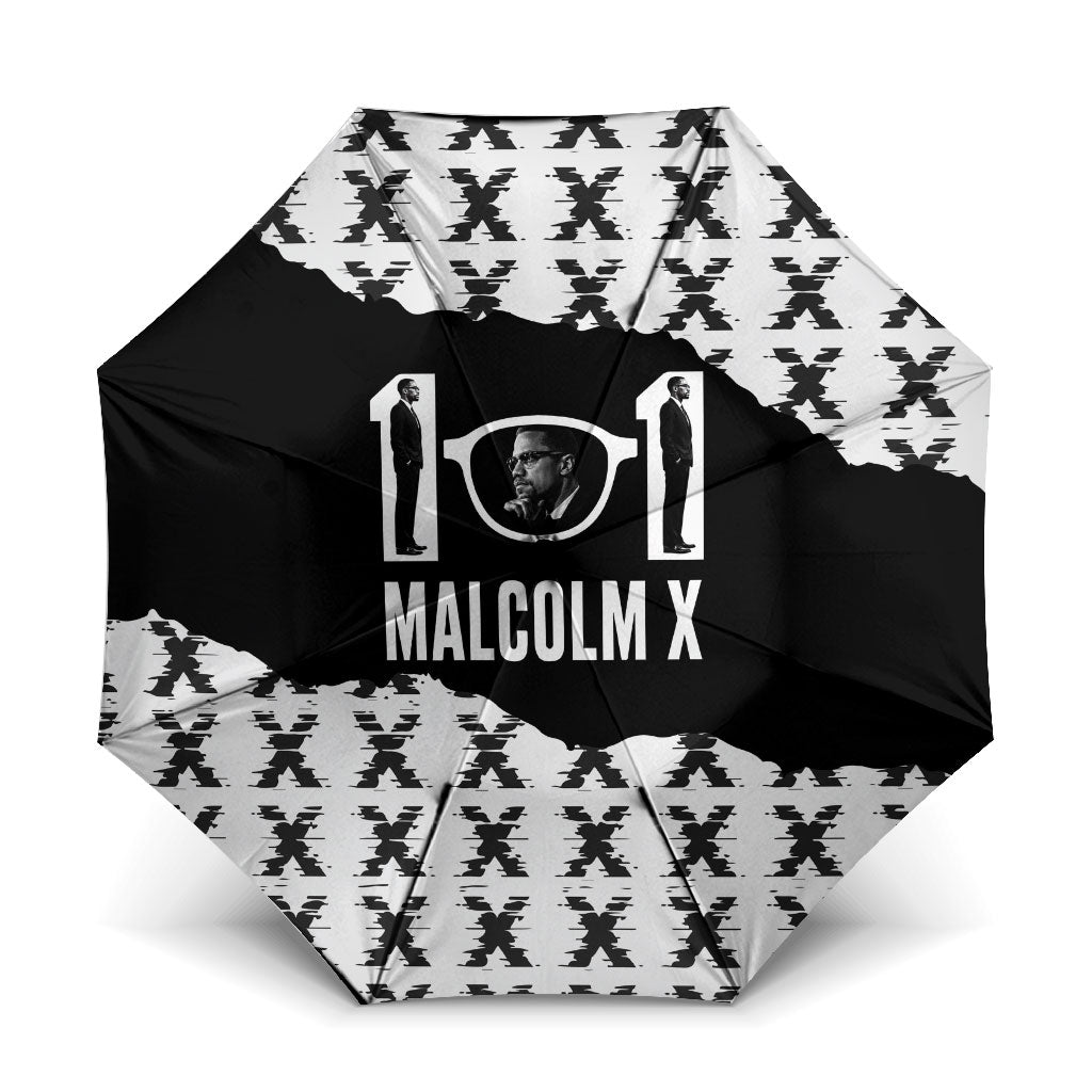 Malcolm X 101 Years Of Resistance Umbrella Civil Rights Leader Portrait - Monochrome X Pattern